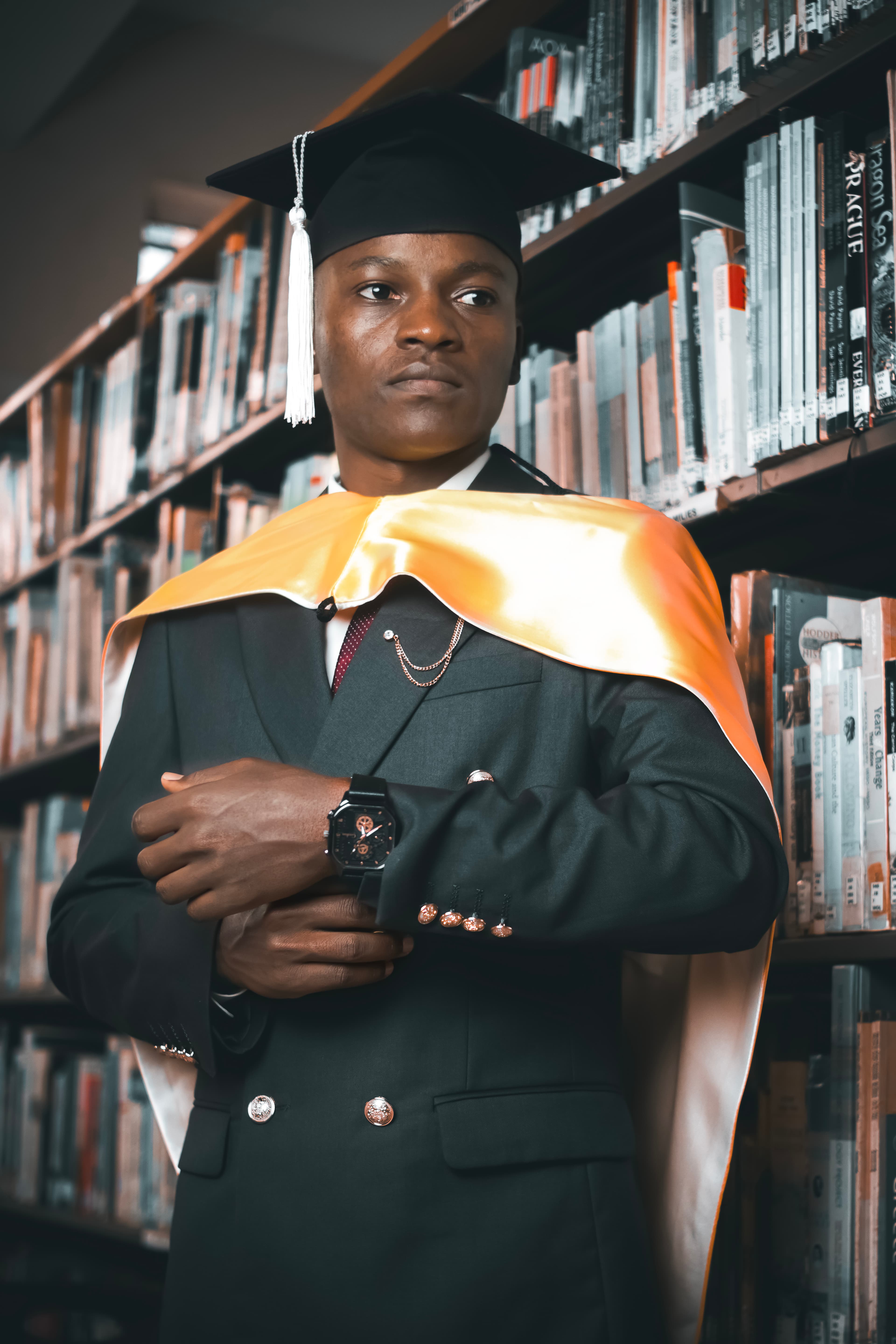 Peter Karanja Ngare in a library