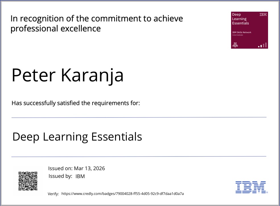 Deep Learning Essentials issued by 
